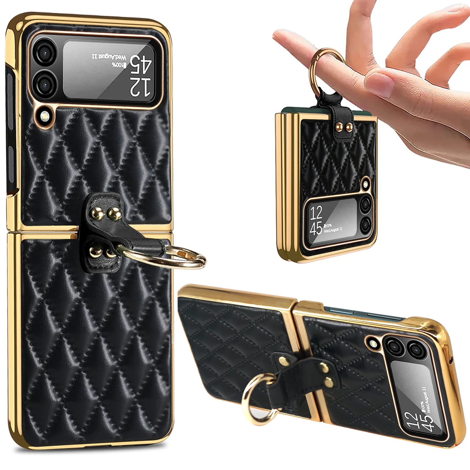 Z Flip 5 Case Luxury Plaid Leather Case For Samsung Galaxy Z Flip 4 Z Flip 3 5G High-end Finger Ring Bracket Plating Back Cover
Z Flip 5 Case Luxury Plaid Leather Case For Samsung Galaxy Z Flip 4 Z Flip 3 5G High-end Finger Ring Bracket Plating Back Cover
