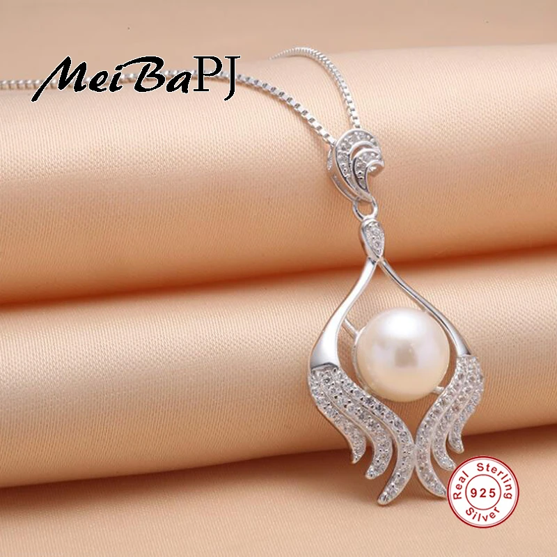 Фото [MeiBaPJ]Wholesale Price Freshwater Pearl wings Pendant Necklace S925 Sterling Silver Lovely flower Charm Jewelry Gift | Украшения и