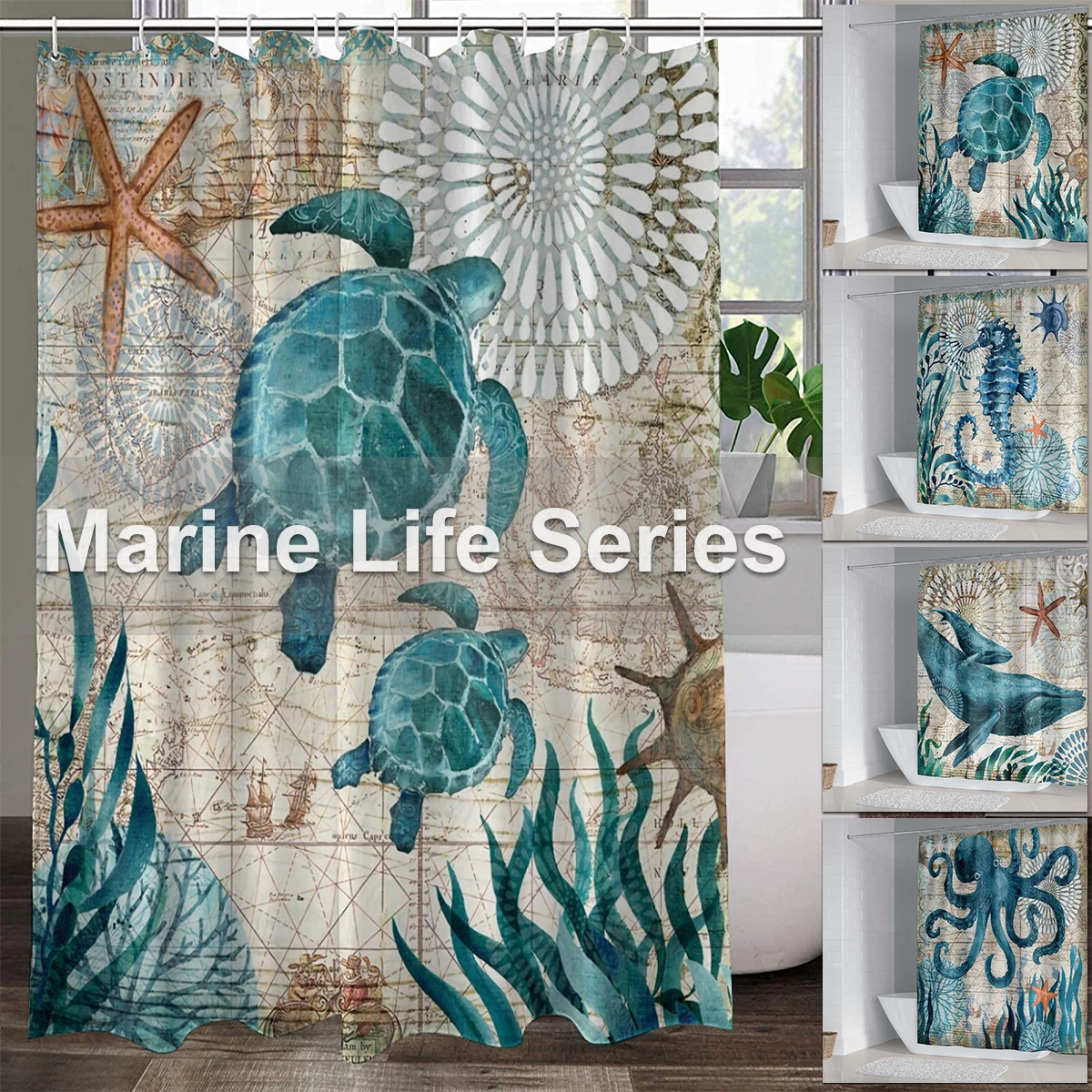 1/3/4 Pcs Shower Curtain Set Sea Turtle Octopus Waterproof Shower Curtains with Non-Slip Rugs Toilet Lid Cover and Bath Mat
1/3/4 Pcs Shower Curtain Set Sea Turtle Octopus Waterproof Shower Curtains with Non-Slip Rugs Toilet Lid Cover and Bath Mat