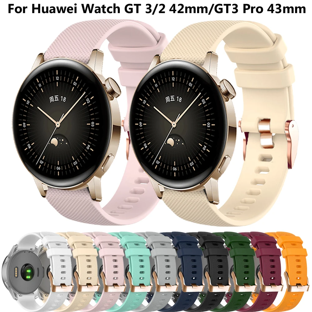 

Ремешок силиконовый для смарт-часов Huawei Watch GT3 GT2 42 мм GT3 Pro 43 мм GT 3 2 Honor ES, сменный Браслет для наручных часов, 20 мм