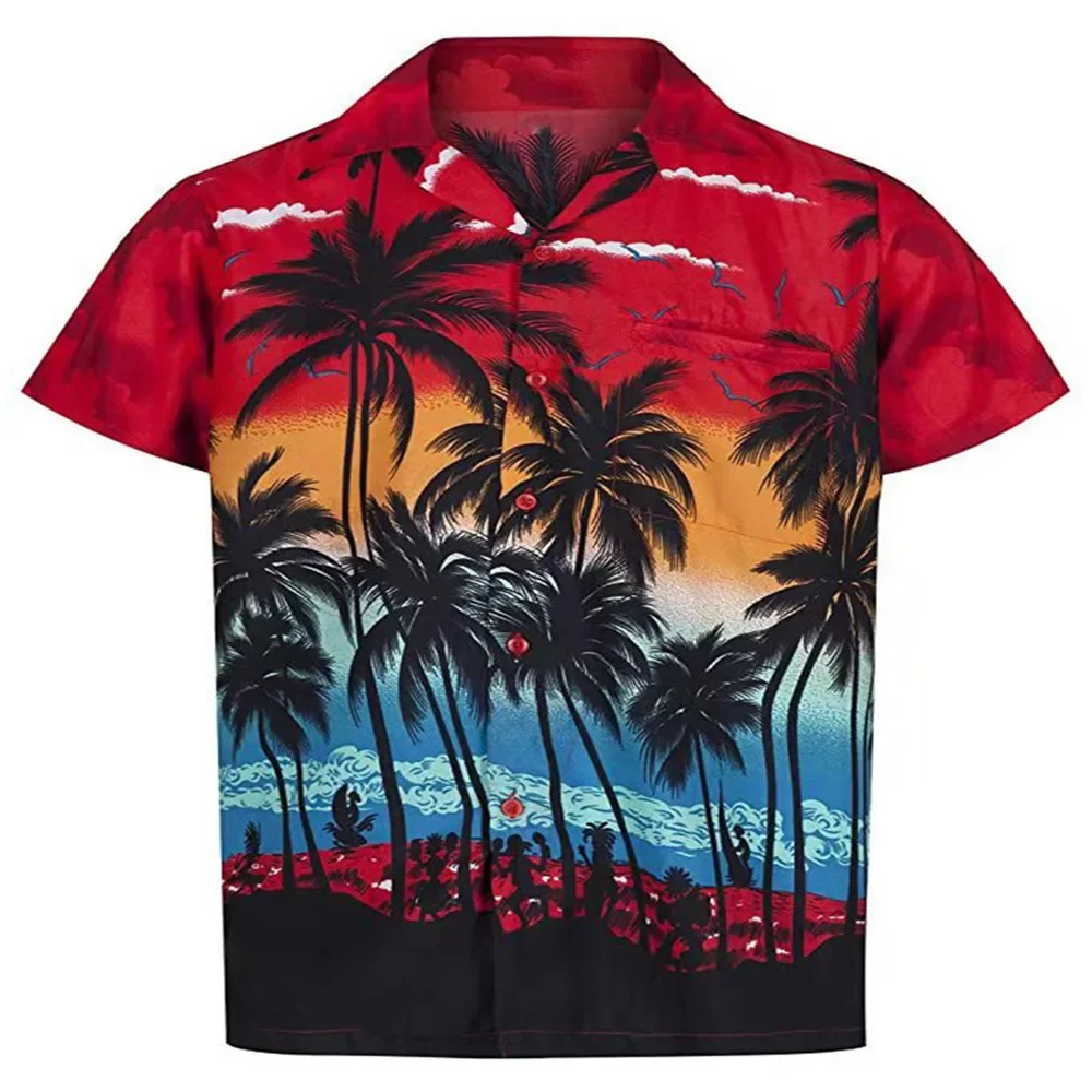 

2024 New Summer Hawaiian Shirt Man Thin Section 3d Beach Printed Casual Short Regular Sleeve Shirt European Size Loose Shirt 6xl