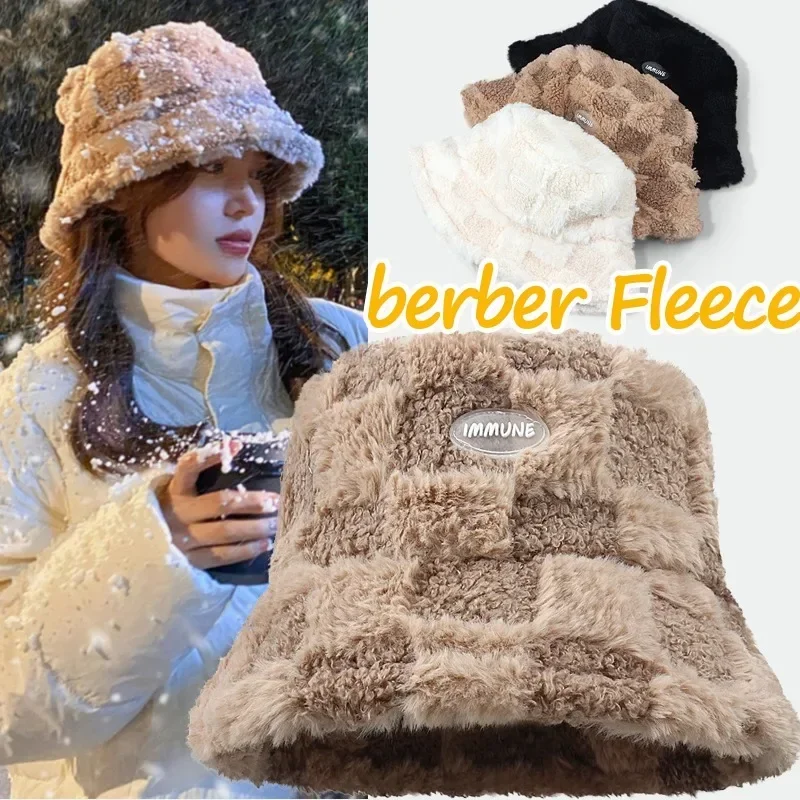 Lamb Plush Fisherman Hat Girl Fashion Berber Fleece Checkered Bucket Hat Winter Cold-proof Thicken Cap Outdoors Wide Brim Warmth
Lamb Plush Fisherman Hat Girl Fashion Berber Fleece Checkered Bucket Hat Winter Cold-proof Thicken Cap Outdoors Wide Brim Warmth