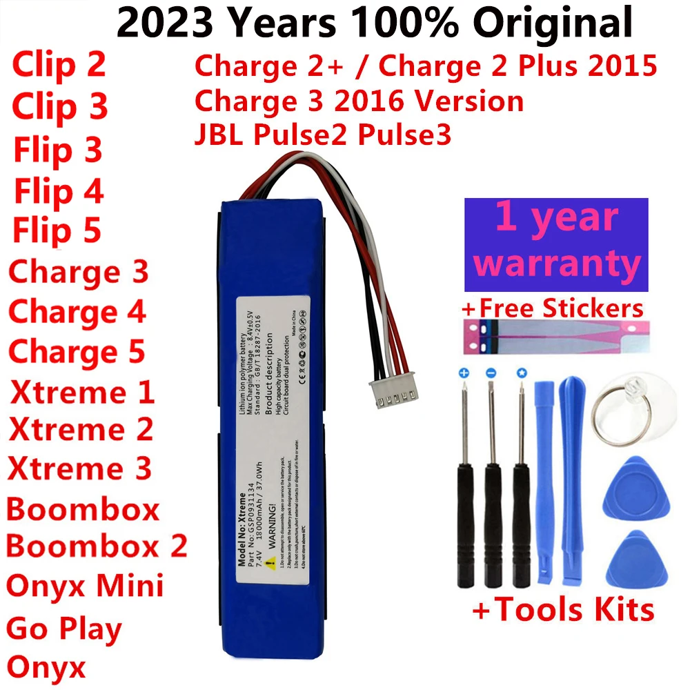

2023 Original Replacement Speaker Battery For JBL Charge Flip Pulse Xtreme 1 2 3 4 5 For Harman Kardon Go Play Onyx Mini Bateria