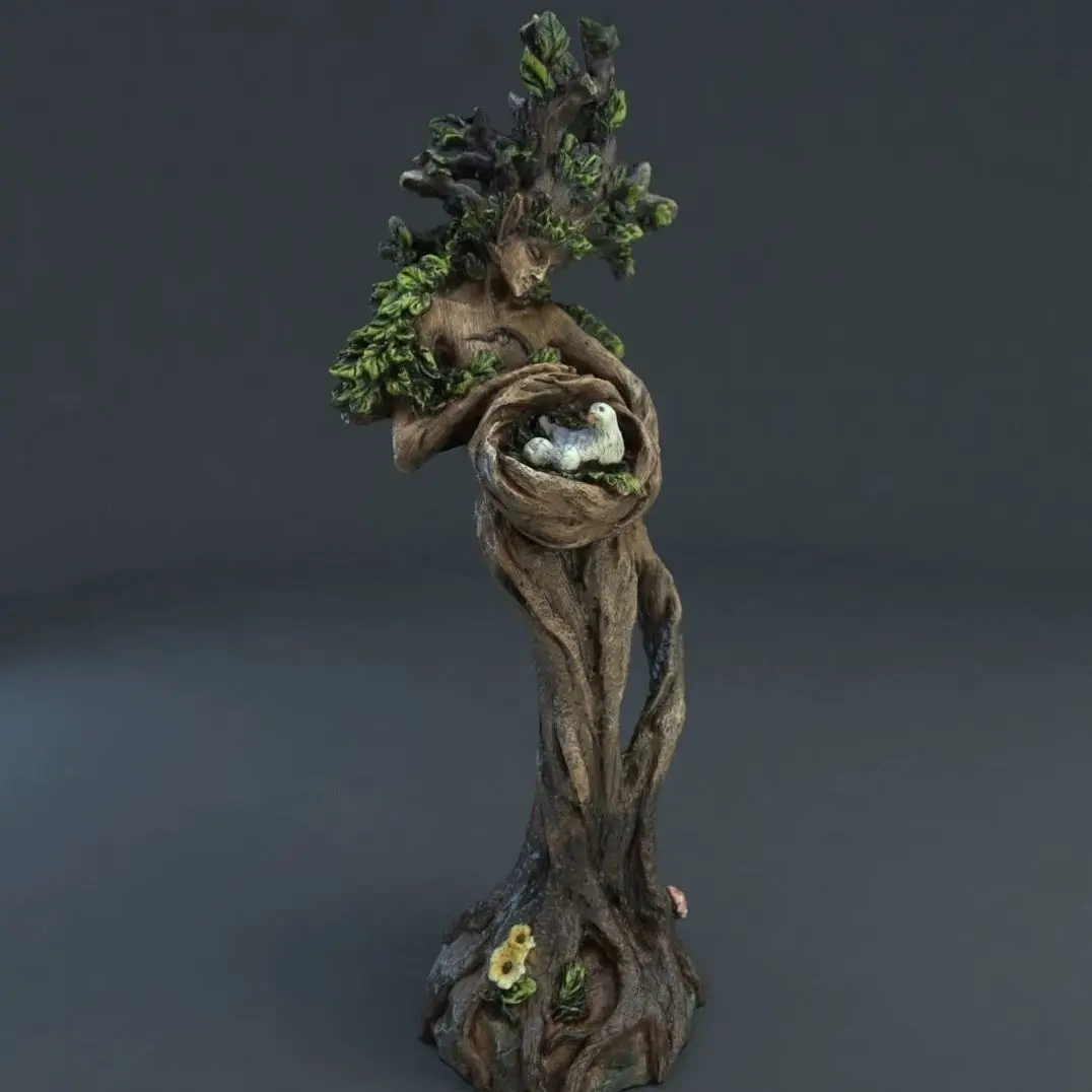 

Статуя богини природного леса, птица, подвеска из смолы, настольное украшение богини, персонализированное креативное украшение для сада, домашний декор