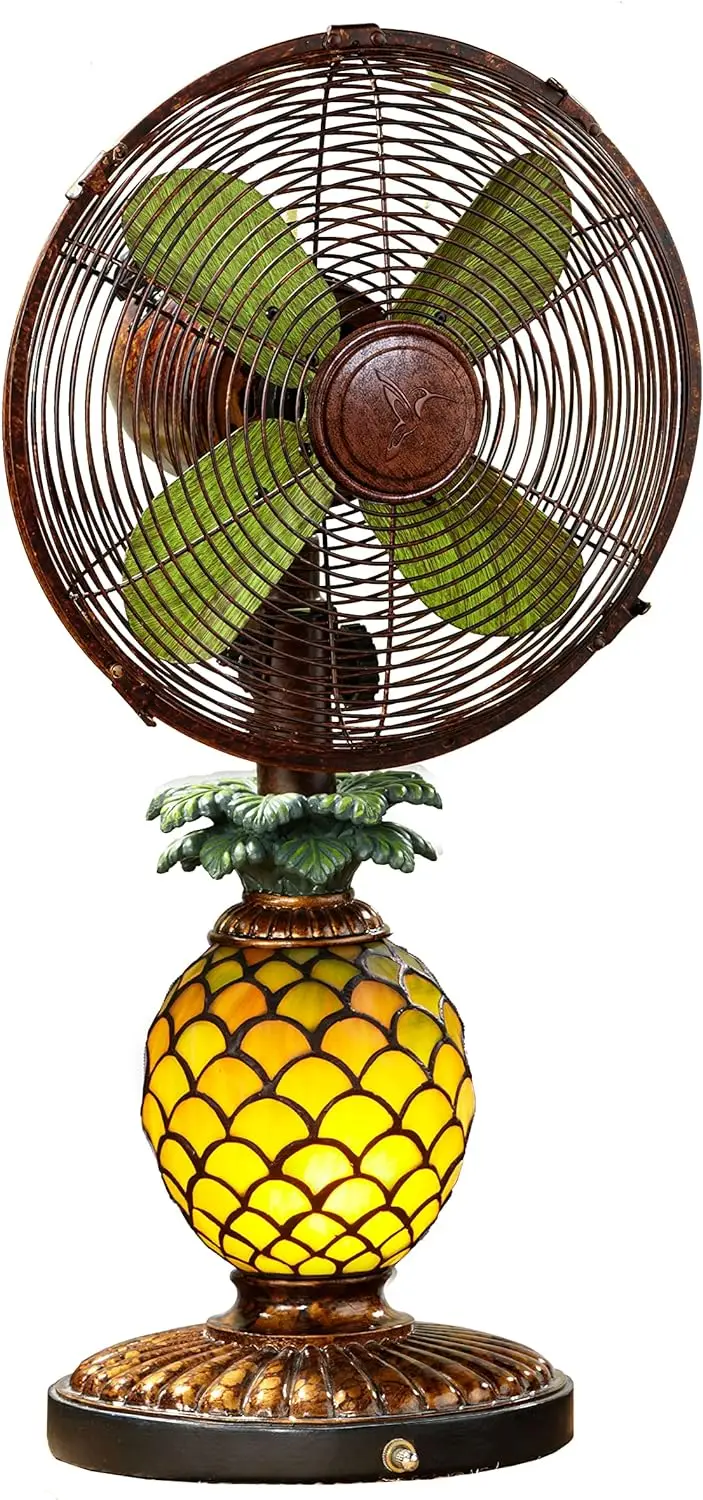 Oscillating Table Fan with Lamp, 3-Speed Portable Fan, Pineapple, Mosaic Glass Antique Fan and Lamp, 10 inches
Oscillating Table Fan with Lamp, 3-Speed Portable Fan, Pineapple, Mosaic Glass Antique Fan and Lamp, 10 inches