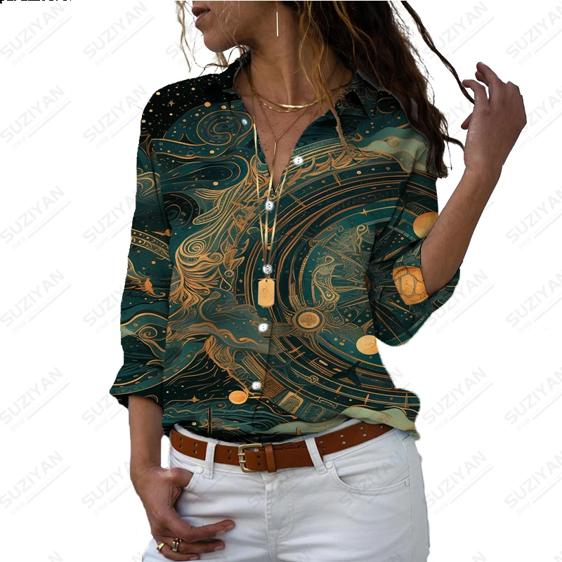 Женская рубашка с длинным рукавом, Офисная Повседневная рубашка на пуговицах с лацканами и 3D-принтом Галактики, весна-осень
Женская рубашка с длинным рукавом, Офисная Повседневная рубашка на пуговицах с лацканами и 3D-принтом Галактики, весна-осень