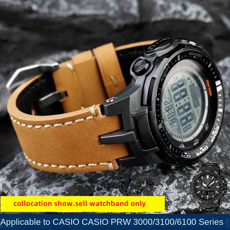 For Casio Modified Men Accessories strap PRW3000/3100/6000/6100 series retro mountaineering cowhide strap
For Casio Modified Men Accessories strap PRW3000/3100/6000/6100 series retro mountaineering cowhide strap
