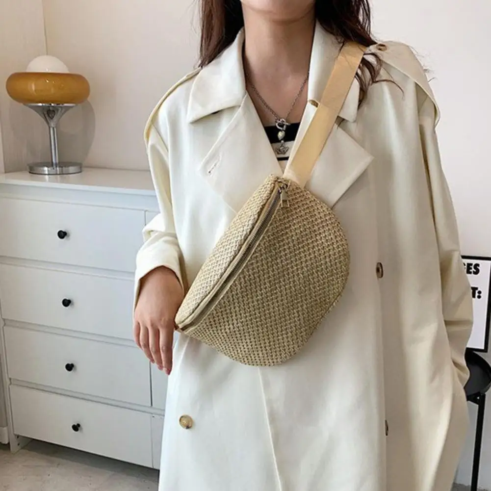 Повседневная плетеная нагрудная сумка из соломы с регулируемым ремешком, Женская поясная сумка через плечо 
Повседневная плетеная нагрудная сумка из соломы с регулируемым ремешком, Женская поясная сумка через плечо