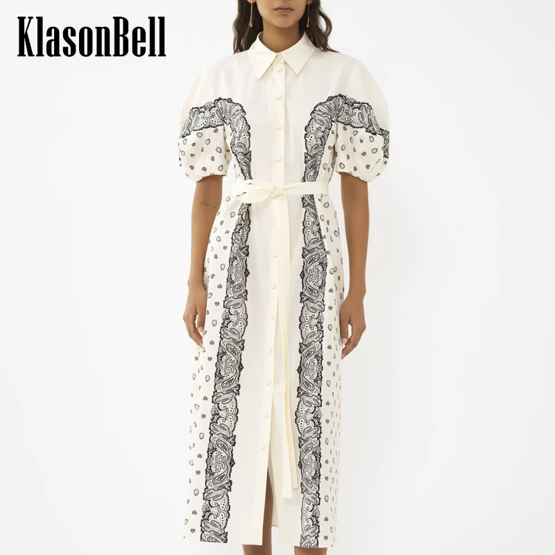 5,21 KlasonBell темпераментное платье с буффами на рукавах с отворотом и принтом 100% женское однобортное свободное платье миди с бантом 
5,21 KlasonBell темпераментное платье с буффами на рукавах с отворотом и принтом 100% женское однобортное свободное платье миди с бантом