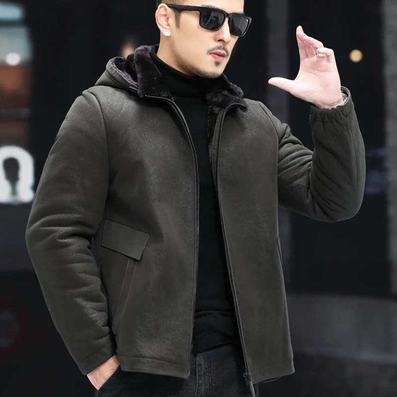 Homme High quality Sheep Natural Sheepskine Veste Fur Coats Shearing Men Hooded Men's Leather Jacket Outwear 2023 Winter Warm
Homme High quality Sheep Natural Sheepskine Veste Fur Coats Shearing Men Hooded Men's Leather Jacket Outwear 2023 Winter Warm