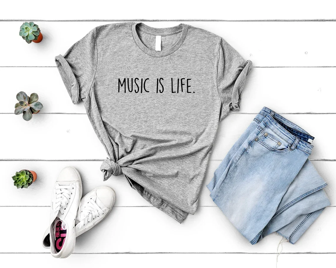 

Забавная футболка Sugarbaby с изображением музыки и жизни, подарки для любителей музыки, рубашка унисекс, Модная хлопковая футболка для мужчин и женщин, Прямая поставка