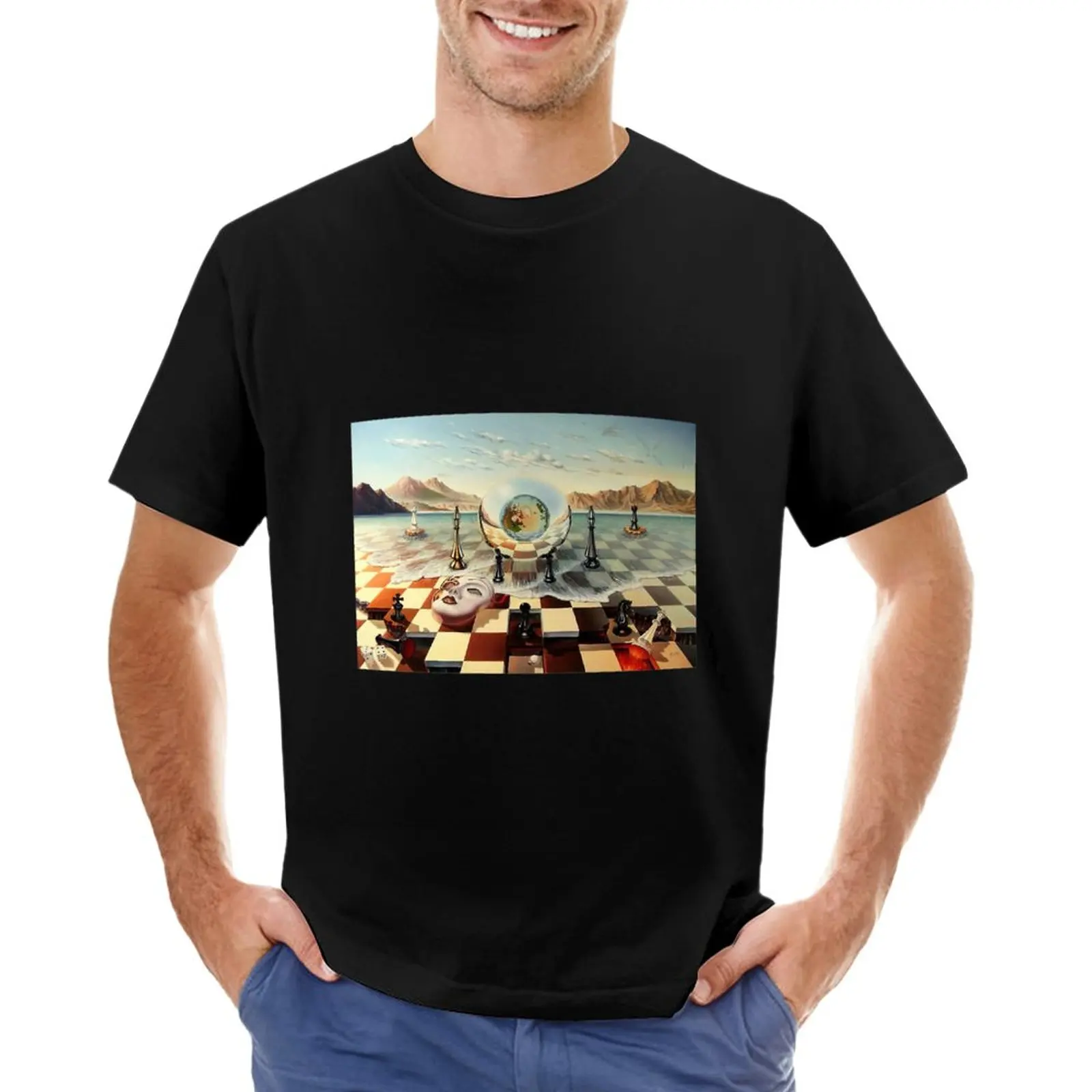 

Salvador Dali Chess T-Shirt Tee shirt mens big and tall t shirts