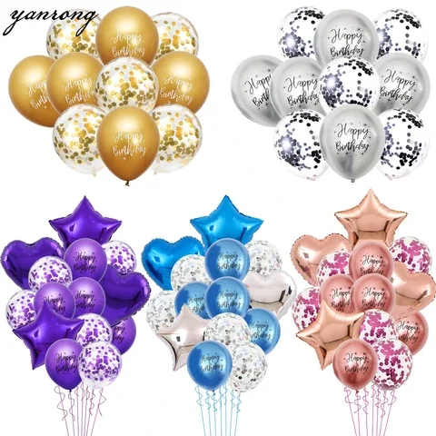 

Metallic Balloons Heart Star Gold Confetti Balloon Birthday Party Decoration Kids Adult helium Globos Wedding Decor 10/14pcs