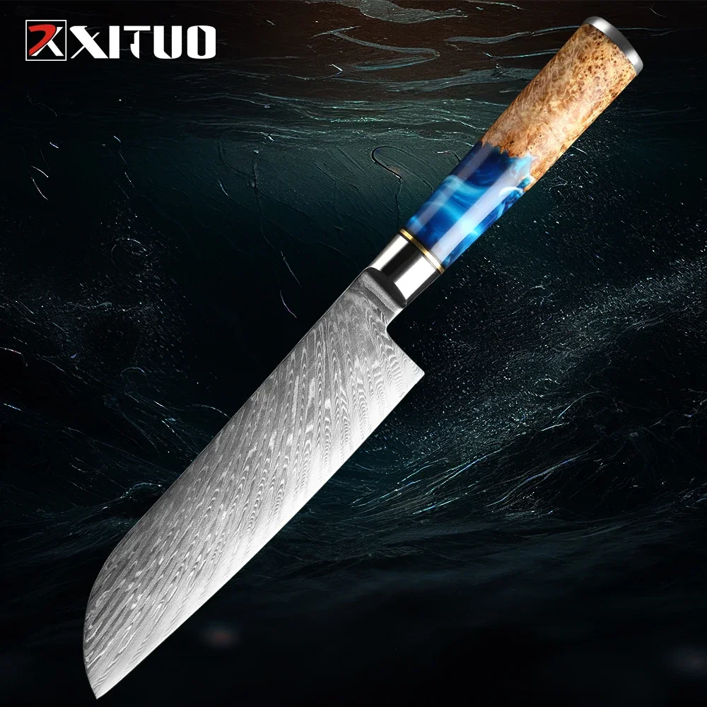 Best Sharp Chef Knife Damascus Steel Santoku Knife 7inch Fish Fillet Kitchen Knife Blue Resin&Natural Wood Handle Cooking Knives
Best Sharp Chef Knife Damascus Steel Santoku Knife 7inch Fish Fillet Kitchen Knife Blue Resin&Natural Wood Handle Cooking Knives