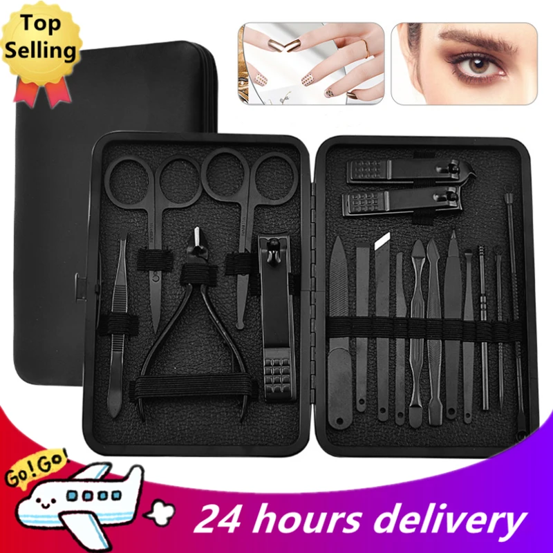 

New 18PCS Manicure Cutters Nail Clipper Set Household Stainless Steel Ear Spoon Nail Clippers Pedicure Nail Scissors 2022 Tool