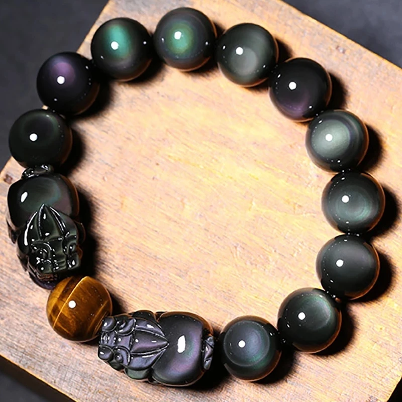 Natural Obsidian Double Pixiu Good Luck Feng Shui Brave Rainbow Beckoning Beast Bracelet Men Women Jewelry
Natural Obsidian Double Pixiu Good Luck Feng Shui Brave Rainbow Beckoning Beast Bracelet Men Women Jewelry