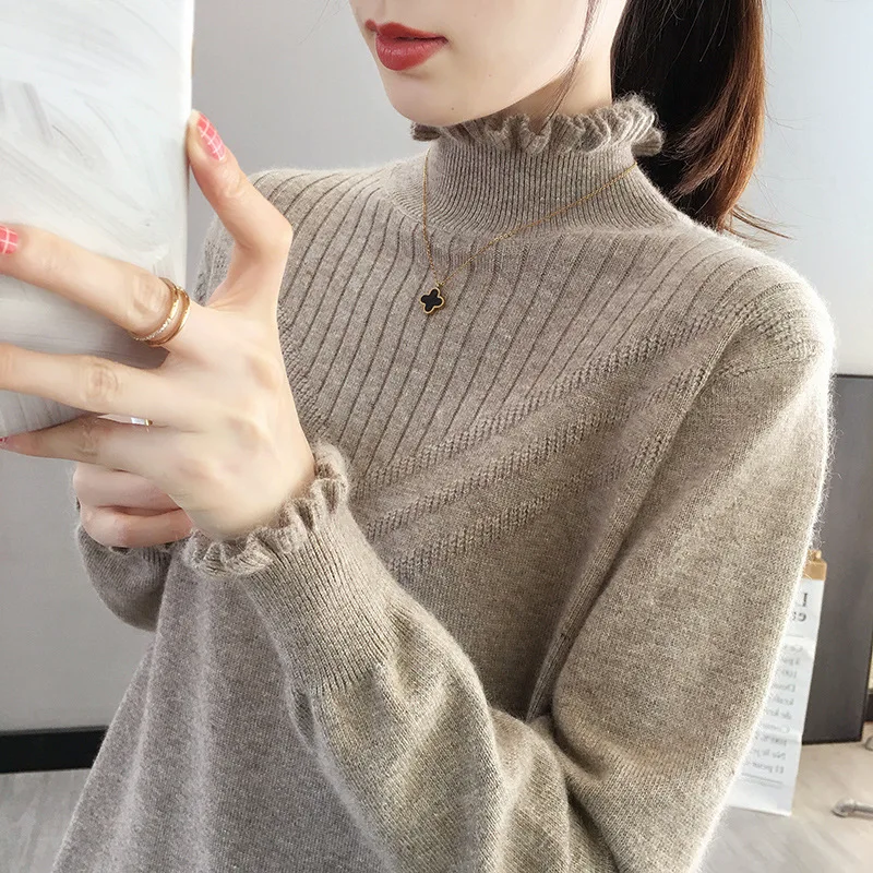 Women Sweater Pullover Autumn Winter Solid Knitted Sweater Female Casual Ruffles Long Sleeve Jumper Bottoming Shirt Top 2022
Women Sweater Pullover Autumn Winter Solid Knitted Sweater Female Casual Ruffles Long Sleeve Jumper Bottoming Shirt Top 2022