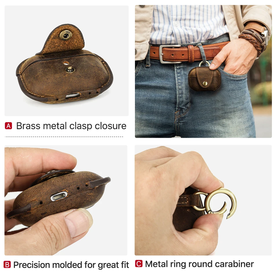 Genuine Leather Case For AirPods 4 Earphone Case Cover For Apple Air Pods 4th Generation 2024 Protector Headset Shell Genuine Leather Case For AirPods 4 Earphone Case Cover For Apple Air Pods 4th Generation 2024 Protector Headset Shell