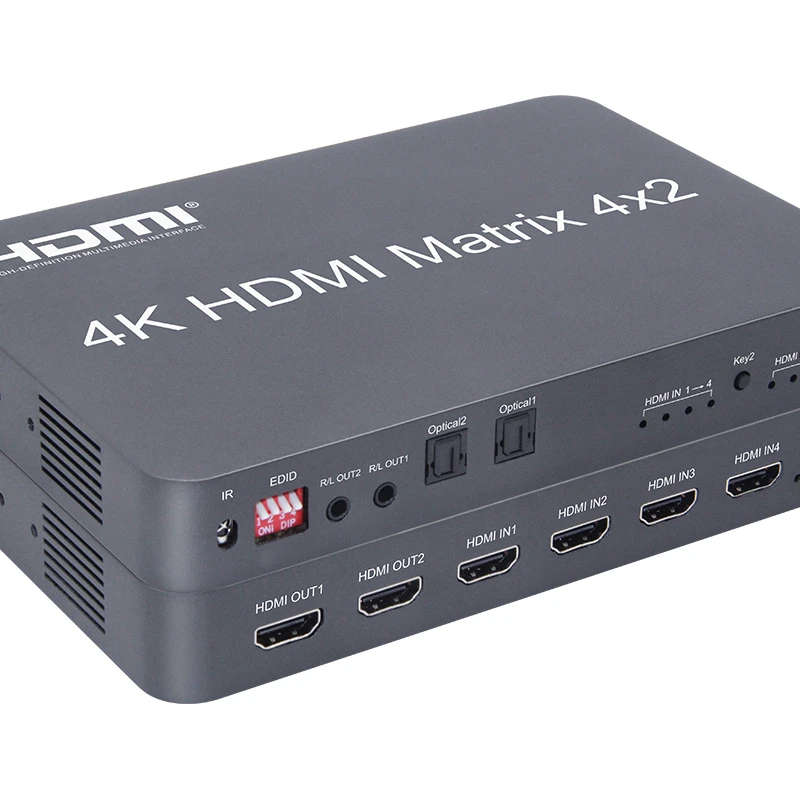 Новый дизайн Hdmi матричный коммутатор 4k 4x2 HDMI матричный коммутатор сплиттер EDID при 30 Гц Full HD 1080P с ИК-пультом дистанционного управления
Новый дизайн Hdmi матричный коммутатор 4k 4x2 HDMI матричный коммутатор сплиттер EDID при 30 Гц Full HD 1080P с ИК-пультом дистанционного управления