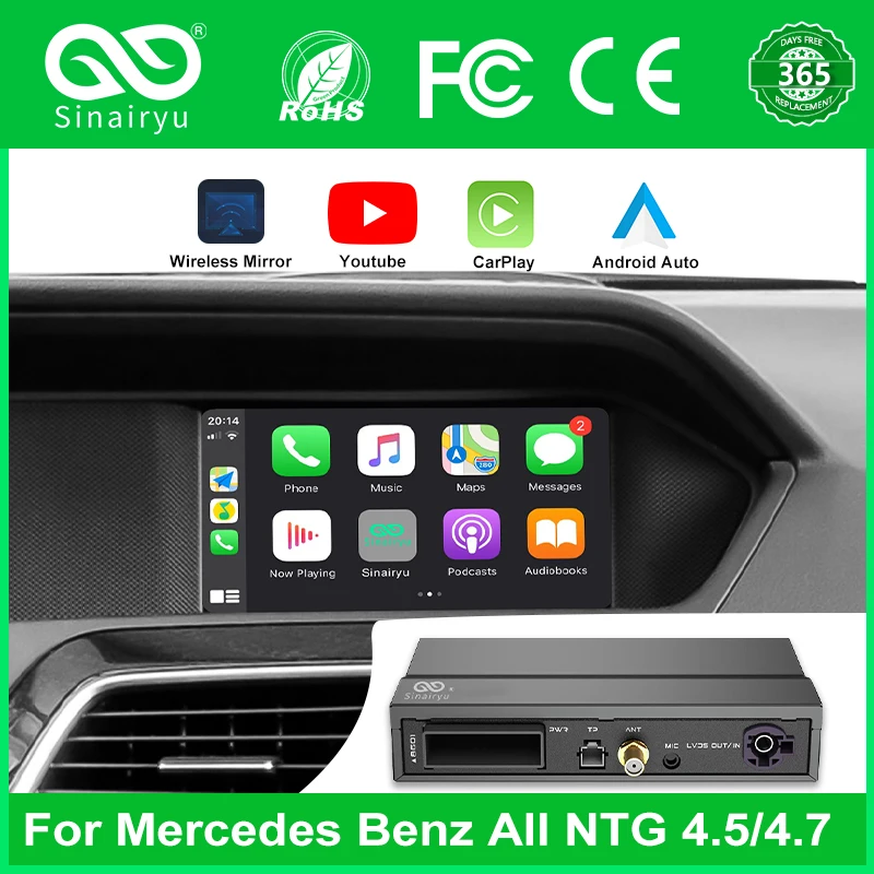 Sinairyu Wireless Apple Carplay For Mercedes NTG 4.5/4.7 A/B/C/E/S/GLK/GLA/GLC/SLK/ML Class Android Auto iOS Mirror Car play
Sinairyu Wireless Apple Carplay For Mercedes NTG 4.5/4.7 A/B/C/E/S/GLK/GLA/GLC/SLK/ML Class Android Auto iOS Mirror Car play