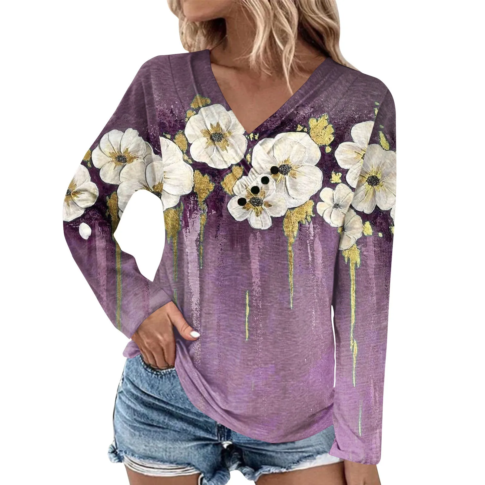 Long Sleeve Blouses For Women Casual V Neck Button Down Shirt Vintage Floral Print Blouse Tops Loose Fit Fall Shirt Top Women
Long Sleeve Blouses For Women Casual V Neck Button Down Shirt Vintage Floral Print Blouse Tops Loose Fit Fall Shirt Top Women