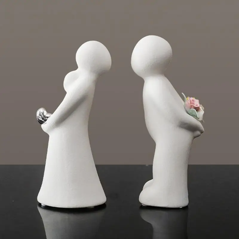 

Romantic Couple Figurine Abstract Couple Sculptures Ornament Handmade Couple Statue for Home Wedding Anniversary Decoration