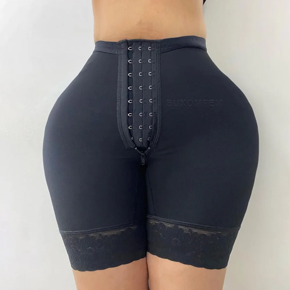 

Double High Compression Butt Lifter Shorts Hourglass Body Shaper Soft Elastic Seamless Cross High Waist Shorts with Hook Eyes