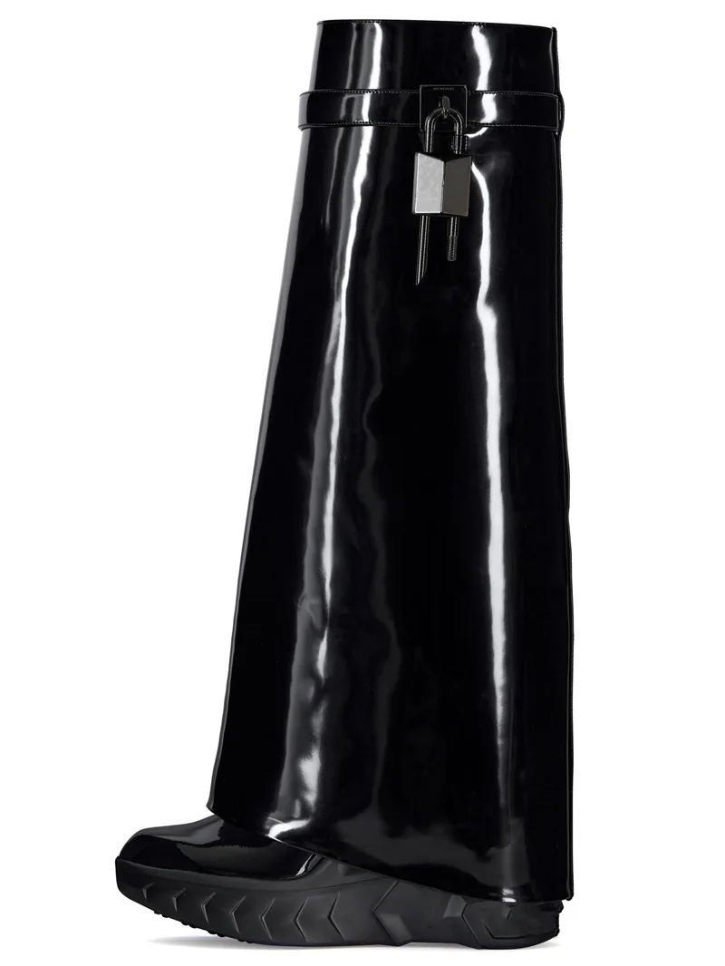 Comfortable Woman Slip On Wedge High Heel Round Toe Boots Square Toe Female Metal Lock Knee High Boots
Comfortable Woman Slip On Wedge High Heel Round Toe Boots Square Toe Female Metal Lock Knee High Boots