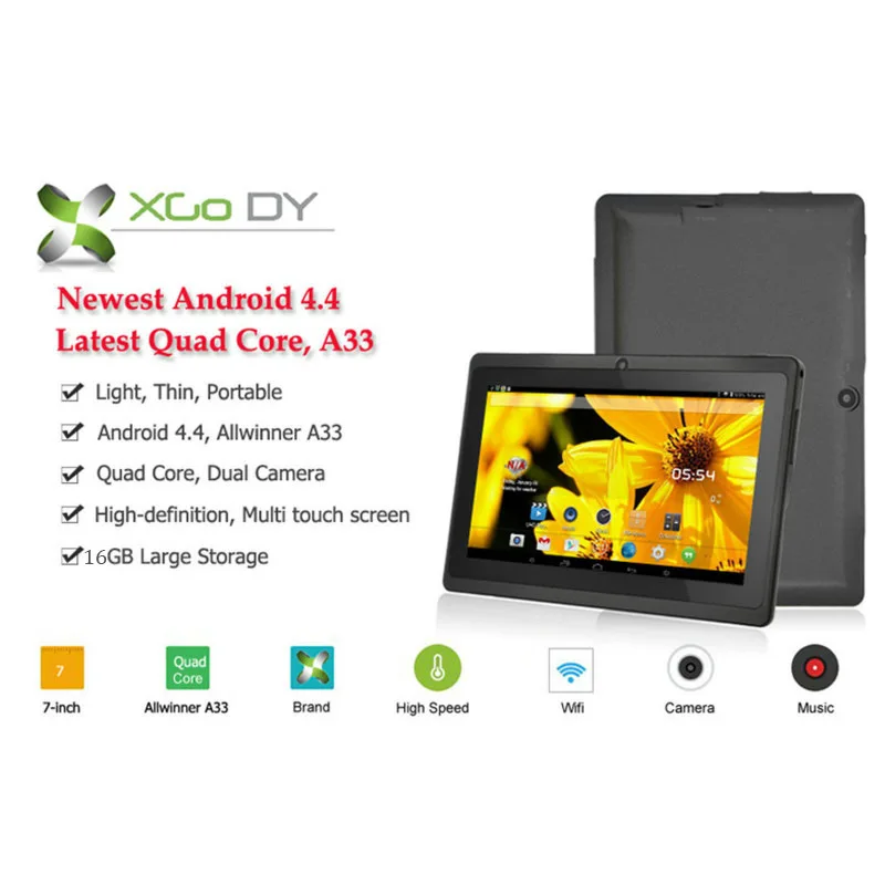 

Kids Tablet 7 Inch Q8 Allwinner A33 Quad Core 1.3GHz 1G RAM + 8G ROM Dual Camera 3000mAh WIFI Kids Gift Free Case