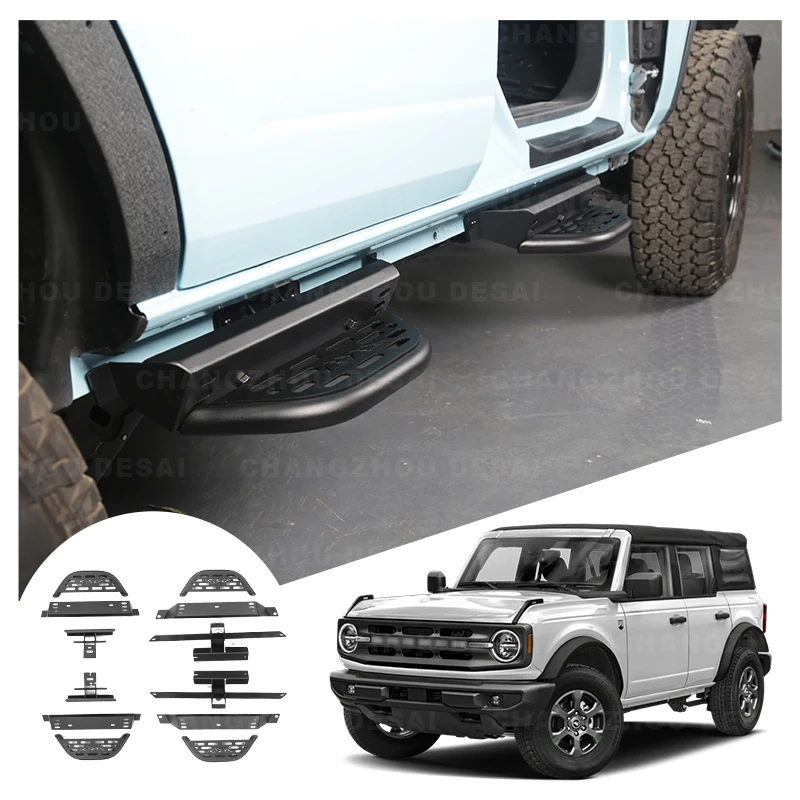 

Car Exterior Accessories Durable Carbon Steel Side Foot Step Pedal Running Boards Side Step for Ford Bronco 2/4-Door 2021-2023