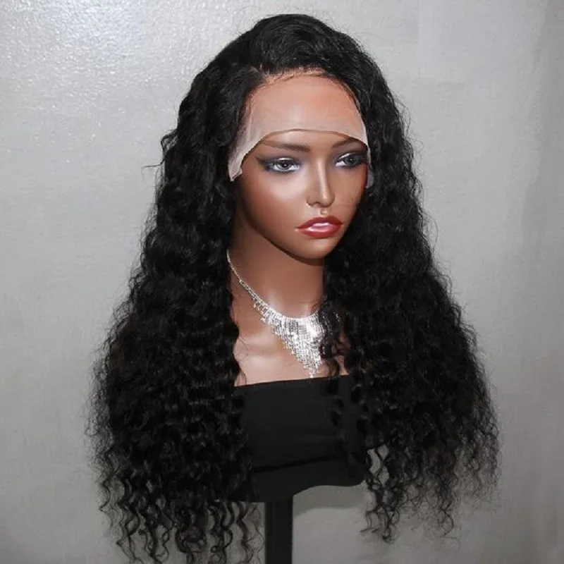 

Soft 26“Long 180Density Middle Part Natural Black Kinky Curly Lace Front Wig For Black Women Preplucked Glueless BabyHair Daily