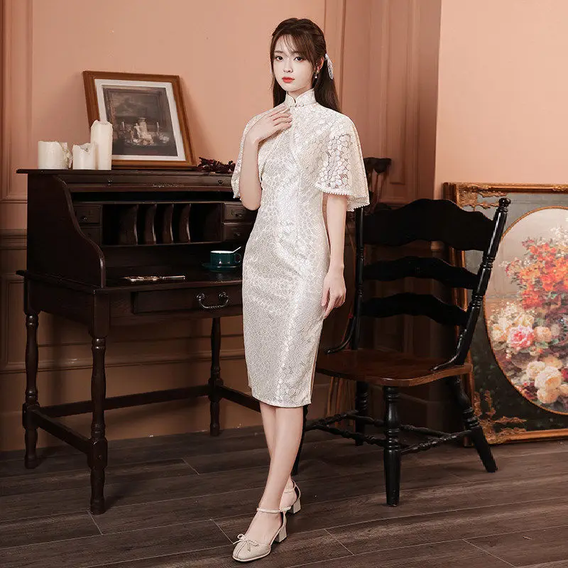 Fashion Women Lace Print Pearls Dress Summer Sexy Long Dresses Female Elegant Republic China Style Party New Dress Vestido
Fashion Women Lace Print Pearls Dress Summer Sexy Long Dresses Female Elegant Republic China Style Party New Dress Vestido