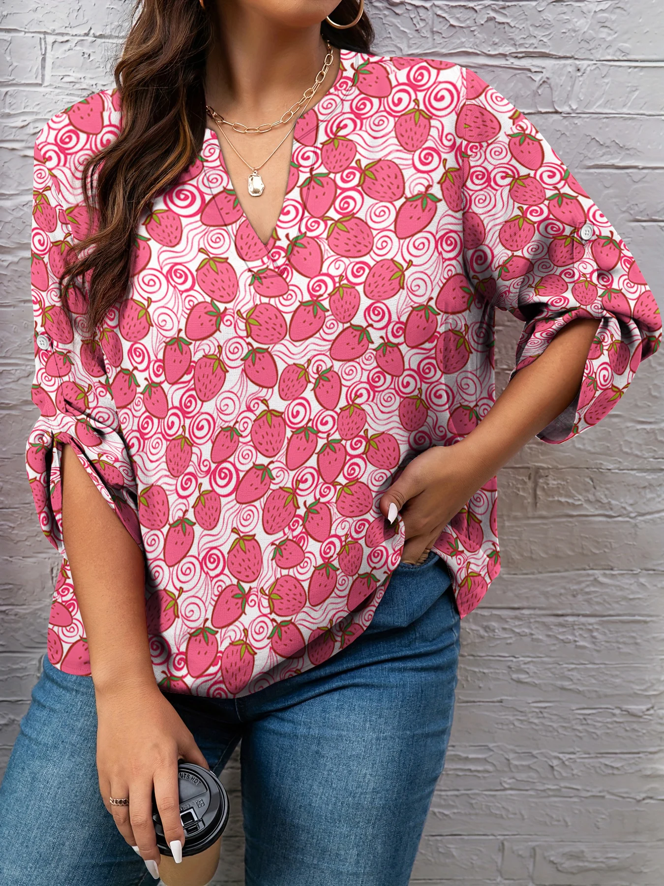 Fashion Women Shirts Sweet Strawberry Print Tops Fashion V-neck Long Sleeve T-shirts Famale Casual Clothing Valentines Day Gifts
Fashion Women Shirts Sweet Strawberry Print Tops Fashion V-neck Long Sleeve T-shirts Famale Casual Clothing Valentines Day Gifts