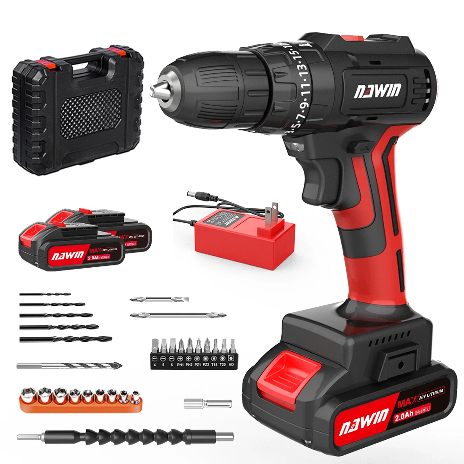 NAWIN Brushless Drill 10mm Impact Electric Screwdriver 3 Function 20V Steel Wood Masonry Tool Bare 3/8inch chuck
NAWIN Brushless Drill 10mm Impact Electric Screwdriver 3 Function 20V Steel Wood Masonry Tool Bare 3/8inch chuck