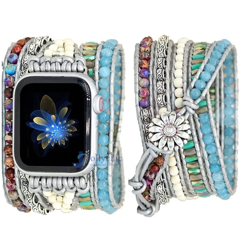 Bohemia Jewelry band for Apple Watch series 7 38 40 42 mm 44 Handmade Vintage Natural beads braided Bracelet iwatch 6 se 5 4 3
Bohemia Jewelry band for Apple Watch series 7 38 40 42 mm 44 Handmade Vintage Natural beads braided Bracelet iwatch 6 se 5 4 3