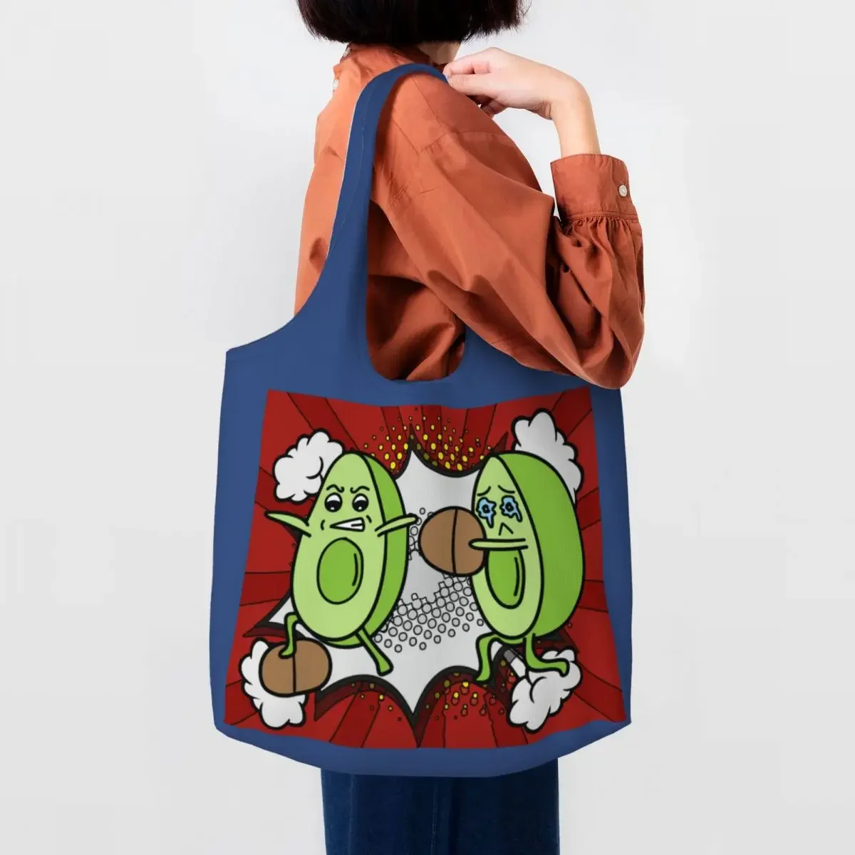 

Funny Funny Avocado Fruit Shopping Tote Bag Reusable Fruit Vegan Groceries Canvas Shopper Shoulder Bags Photography Handbags