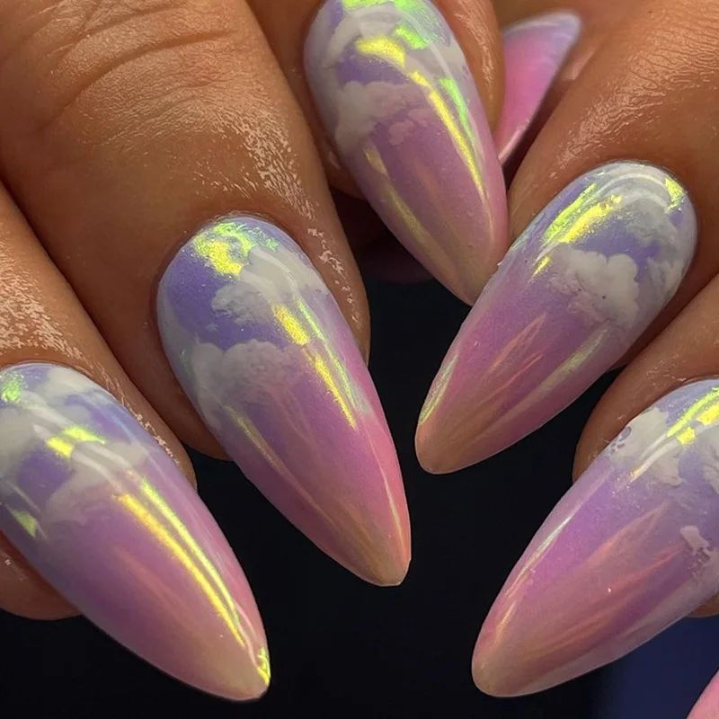 24PCS Almond Fake Nails Dreamy Aurora Gradient Clouds Nail Art Sweet Ins Style Finished False Nails Removable Oval Nail Tips
24PCS Almond Fake Nails Dreamy Aurora Gradient Clouds Nail Art Sweet Ins Style Finished False Nails Removable Oval Nail Tips