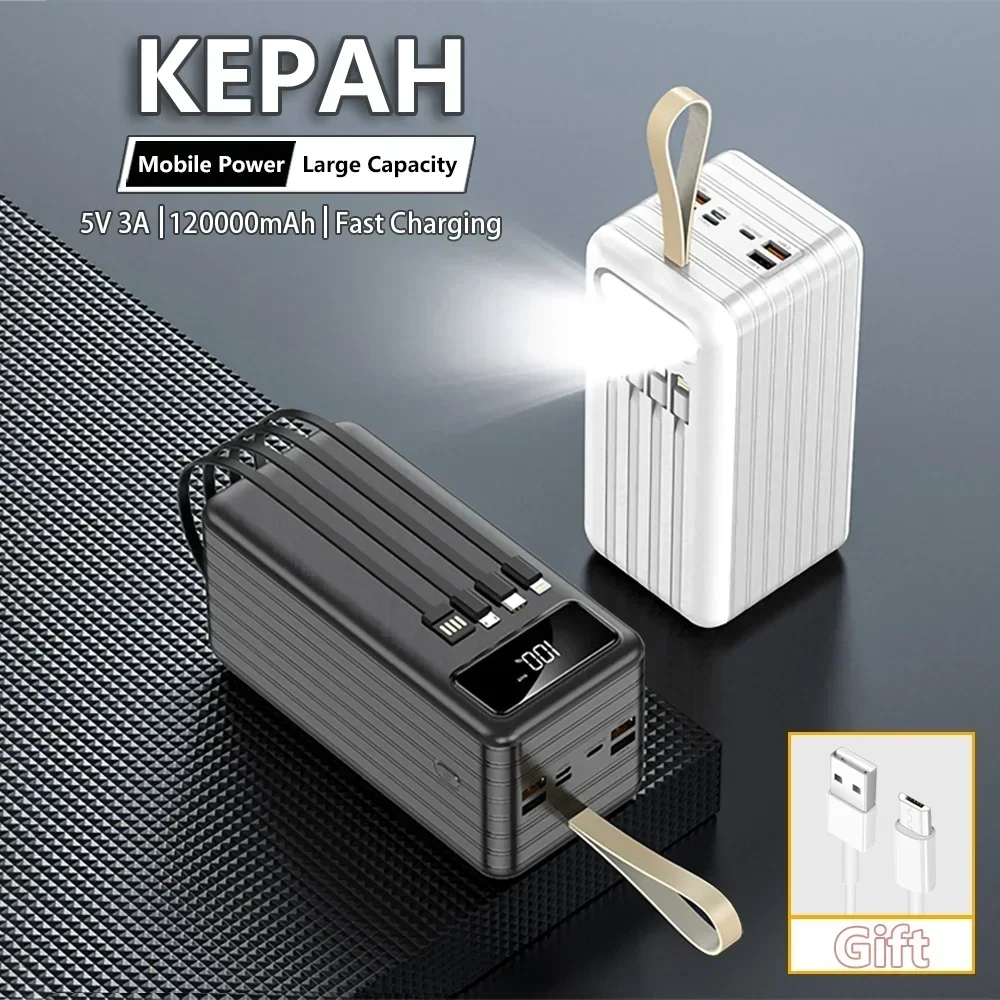 

Kepah Power Bank 120000mAh Portable PD Fast Charge Portable Charger Powerbank External Battery for IPhone 14 13 12 Pro Xiaomi