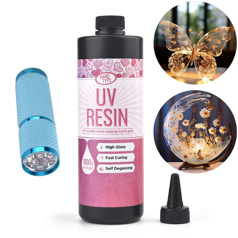

UV Epoxy Resin Glue 20/50/100/500/1000g Epoxy Resin And UV Lamp High Transparency Fast Drying And High Hardness For DIY Jewelry