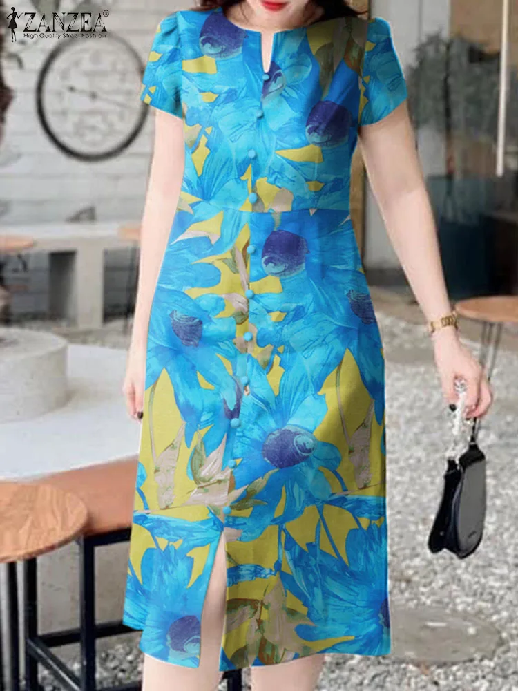 ZANZEA Women Short Sleeve Dresses Casual Loose Printed Midi Dress Fashion Cotton Colorful Vestidos 2024 Summer Buttons Sundress
ZANZEA Women Short Sleeve Dresses Casual Loose Printed Midi Dress Fashion Cotton Colorful Vestidos 2024 Summer Buttons Sundress