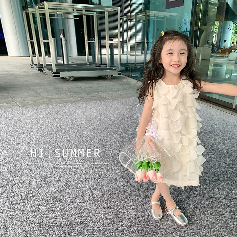 

Girls Sleeveless Cami Dress 2023 Summer Children Fluffy tutu Tulle Sundress Princess Yarn Skirt 2 3 4 5 6 7 Years