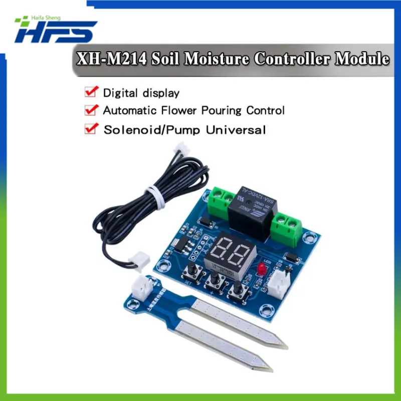

XH-M214 Soil Moisture Sensor Controller, Irrigation System, Automatic Watering Module, Digital Display Humidity Controller, 12V