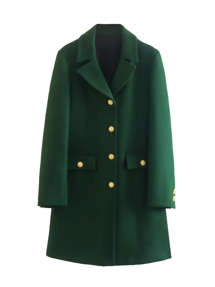 BBWM 2022 New Women Autumn Green Mid-Length Woolen Coat Vintage Long Sleeve Single Breasted Flap Pocket Female Chic Coat
BBWM 2022 New Women Autumn Green Mid-Length Woolen Coat Vintage Long Sleeve Single Breasted Flap Pocket Female Chic Coat
