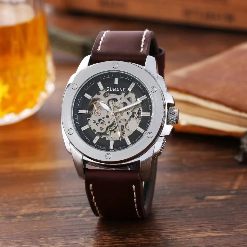 

Luxury Automatic Mechanical Watch Hollow Steampunk Men Skeleton Clock Male Black Orologio Business Man Hombre Relogio Masculino