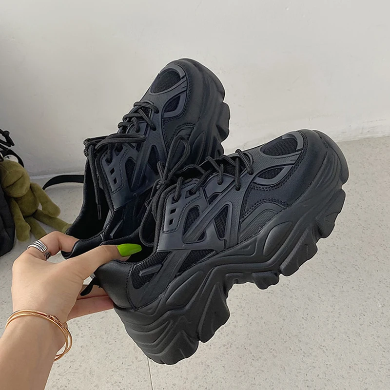 Fashion Platform Chunky Sneakers for Women Thick Bottom Black Vulcanize Shoes Woman 2022 Spring Ladies Mesh Sports Shoes 
Fashion Platform Chunky Sneakers for Women Thick Bottom Black Vulcanize Shoes Woman 2022 Spring Ladies Mesh Sports Shoes