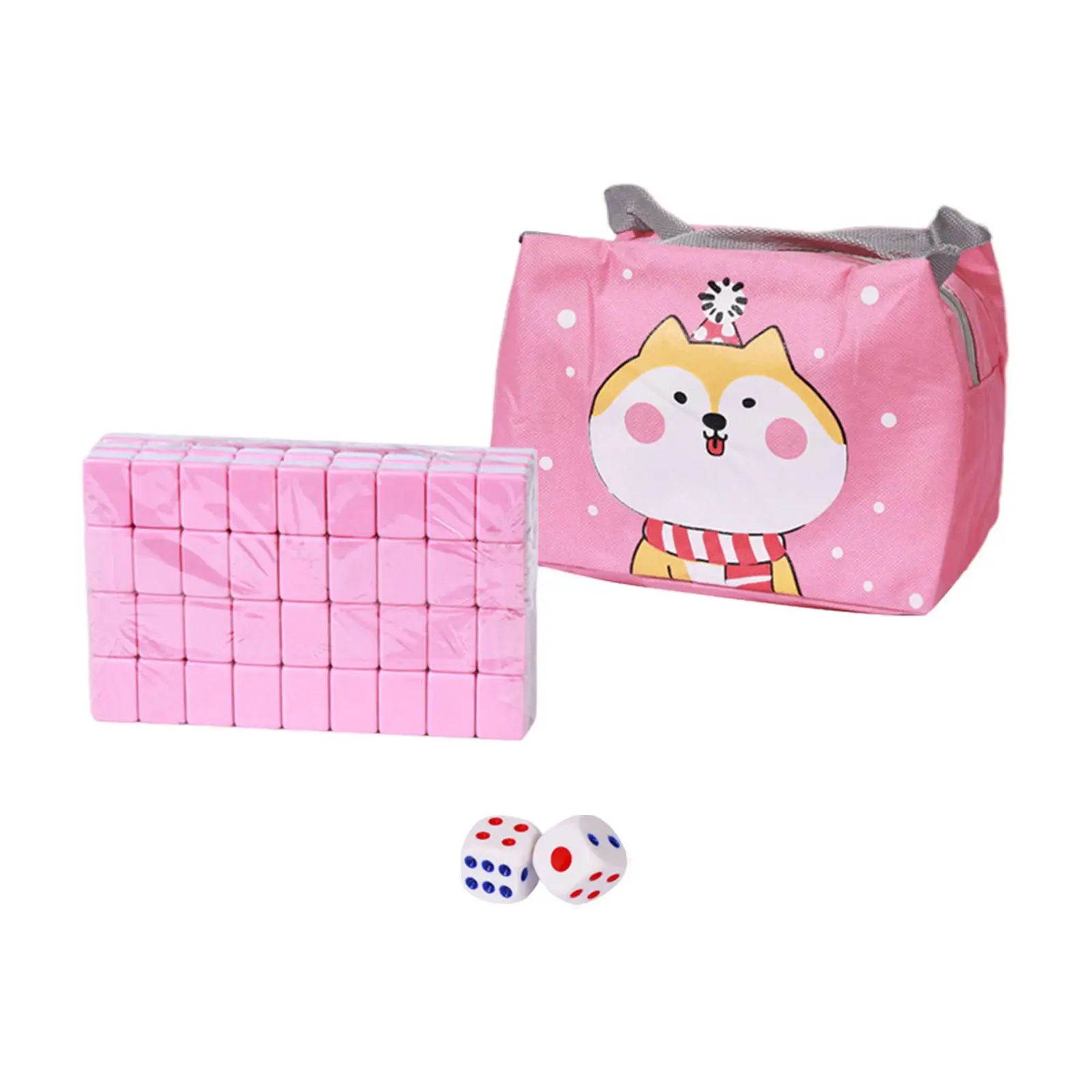 

Travel Mahjong Set with Carrying Bag Table Game 144 Sheets 24mm 2 Dices Portable for Parties Traditional Chinese Version Game