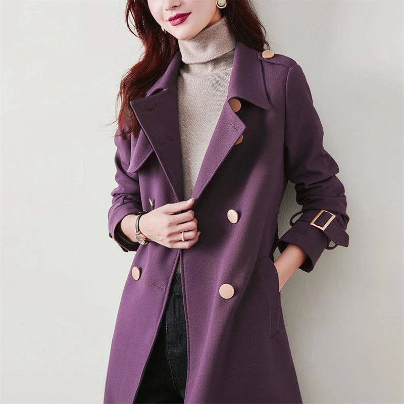 

Elegant Double Breasted Long Trench Coats Casual Classic Gabardina Abrigos Chic Jacket 5xl Windbreaker Belt Streetwear Casacos