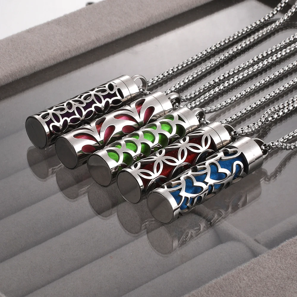 

2023 New Aromatherapy Jewelry Necklaces Essential Oil Diffuser Necklace Stainless Steel Open Locket Aroma Scent Perfume Necklace