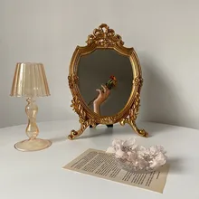 Decorative Tabletop Round Resin Makeup Mirror Retro Cosmetic Mirror Countertop Dressing Standing Mirror For Home, Bedroom Decor
Decorative Tabletop Round Resin Makeup Mirror Retro Cosmetic Mirror Countertop Dressing Standing Mirror For Home, Bedroom Decor