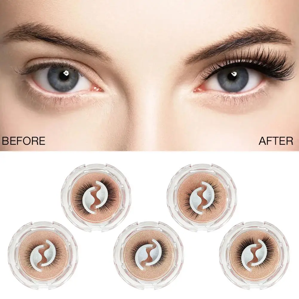 

1 Pair Reusable Self-Adhesive Eyelashes Natural Multiple Glue-free Cosmetic Accessories Reversible Eyelashes False Self-adh R7E4